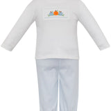 Pumpkin Blue Gingham Knit Pant Set