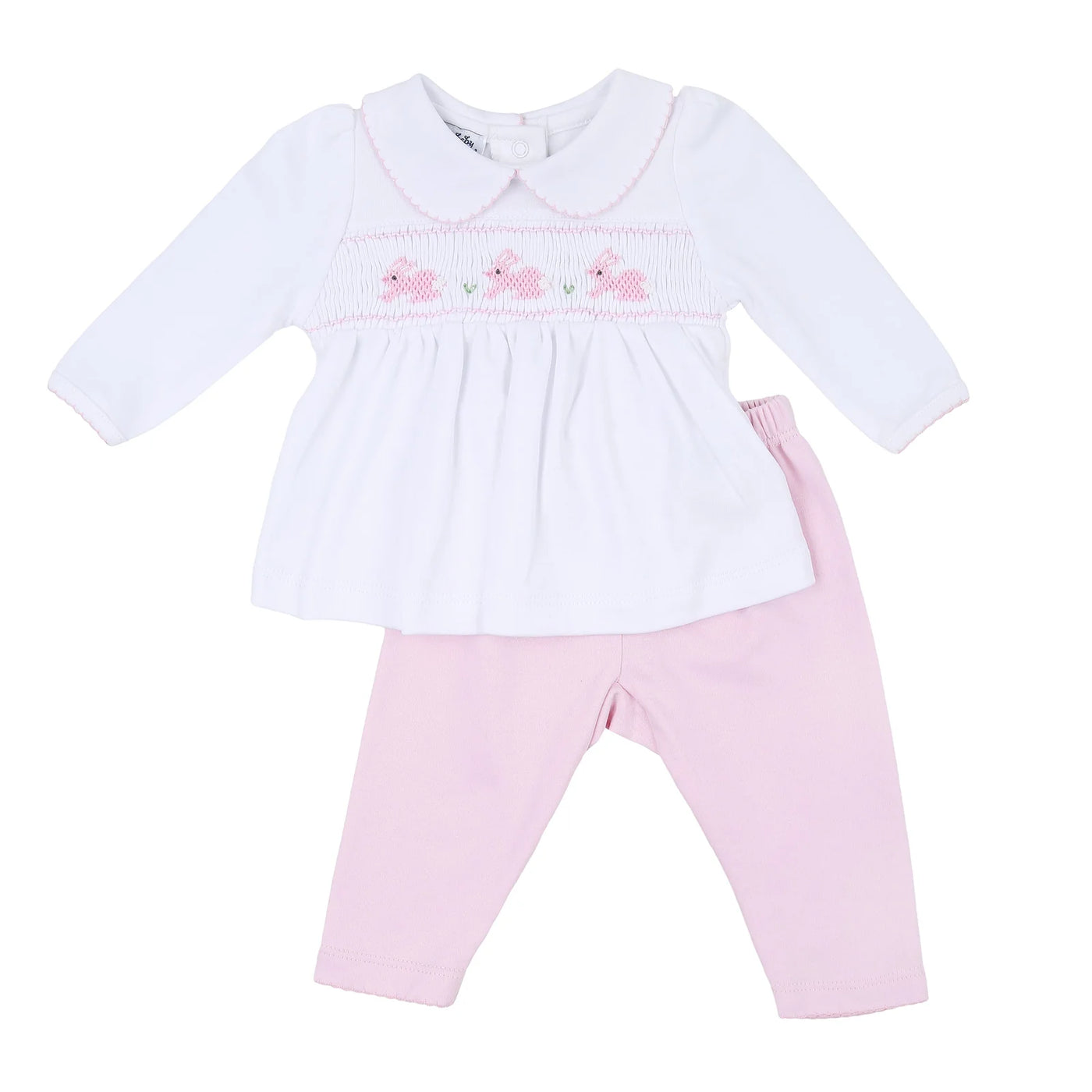 Pastel Bunny Pink Smocked Pant Set