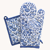 Porcelain Floral Oven Mitt + Pot Holder