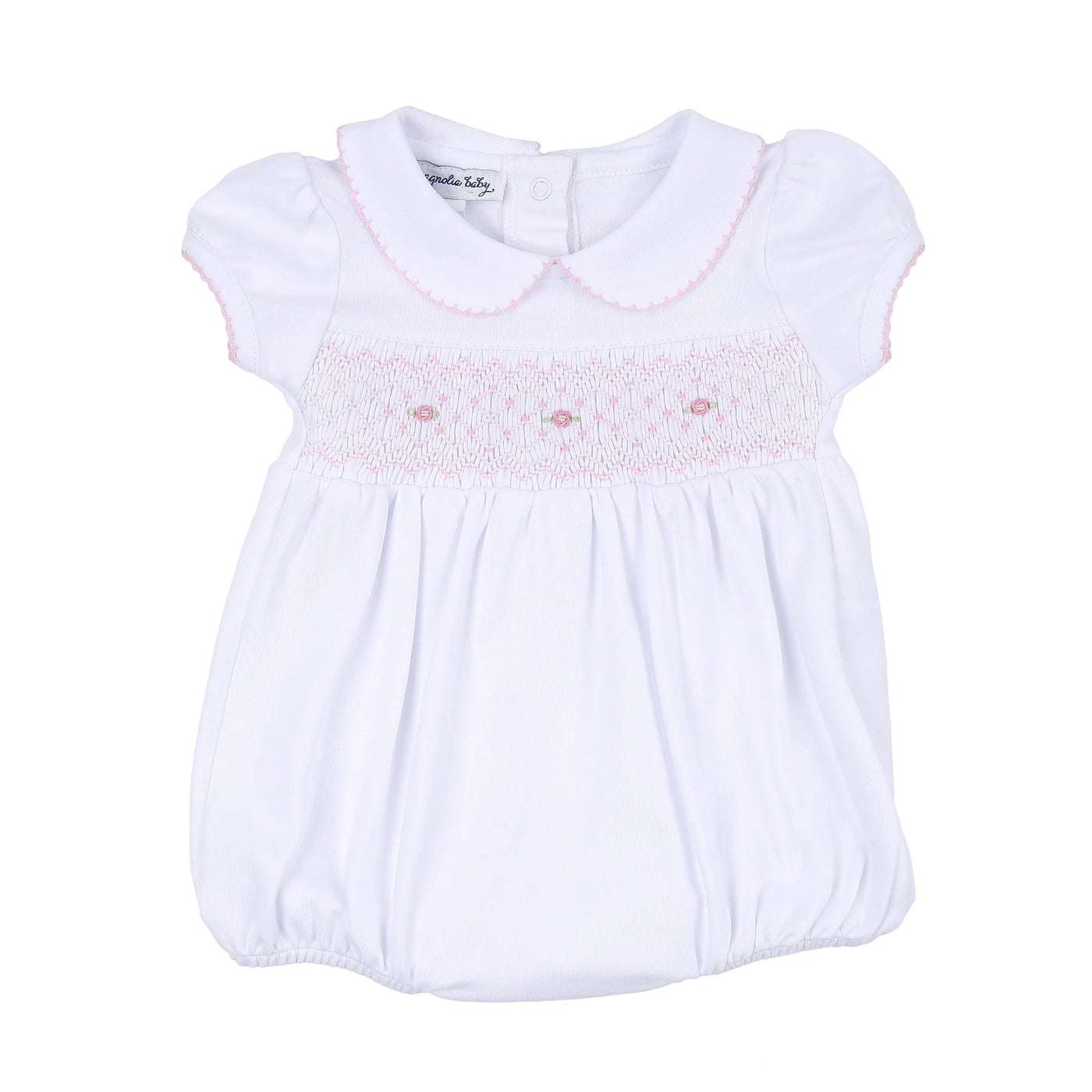 Lily and Lucas Pink Smocked Collared Bubble