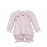 Santa Face Pink Knit Bloomer Set
