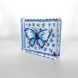Blue Butterfly on Floral Block