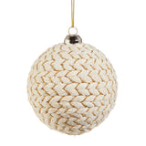 Cream and Gold Rope Braid Ball Ornament