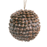 Iced Pinecone Ornament 5"