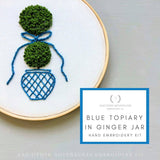 Blue Topiary in Ginger Jar Hand Embroidery Kit -