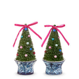 Bottle Brush Trees in Chinoiserie Pot Ornament