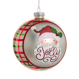 Jolly Santa Plaid Ornament