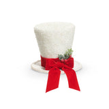 White Glitter Hat with Red Bow