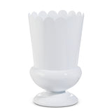 Scalloped White Urn