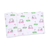Golf Toile Pink - Swaddle Blanket