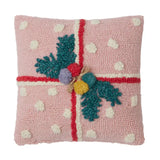 Pink Present w/Pom Poms Pillow