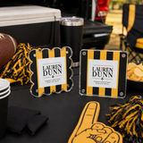Bright Gold and Black Striped Gameday Square Acrylic Frame