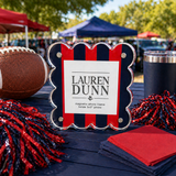 Red and Navy Striped Gameday Scalloped Acrylic Frame