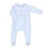 Freya & Finn Smocked Footie Blue