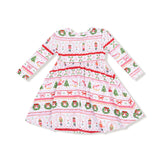 Sugar Plum Fairy Nutcracker Fair Isle Pink Twirly L/S Dress