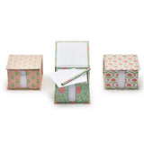 Floral Block Print Note Paper Caddy with Pencil