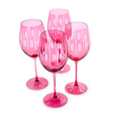 Sparkling Cut Pink Hand Engraved Stemmed Wine Glasse