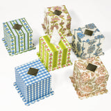 Cottage Garden Blockprint Scallop Tissue Box Cover in Blue