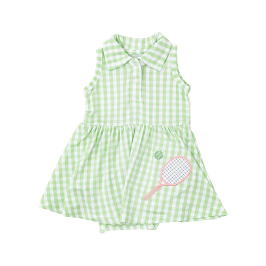 Mini Gingham Green Tennis Tank Bodysuit Dress