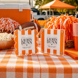 Orange and White Striped Gameday Scalloped Acrylic Frame