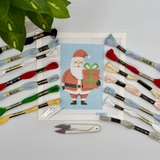 Christmas Santa Needlepoint Kit (holding present)