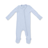 Solid Sheer Blue Rib - 2 Way Zipper Footie