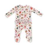 Cowgirl Christmas 2 Way Zipper Ruffle Back Footie
