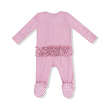 Basics Cameo Bamboo 2 Way Zipper Ruffle Back Footie