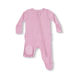 Basics Cameo Bamboo 2 Way Zipper Ruffle Back Footie