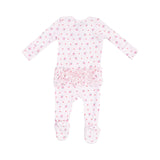 Strawberry Swiss Dot 2 Way Zipper Ruffle Back Footie