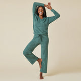 Dusty Green Solid Marshmallow V-Neck Lounge Set