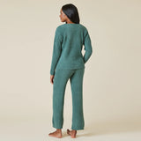 Dusty Green Solid Marshmallow V-Neck Lounge Set