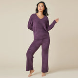 Fig Solid Marshmallow V-Neck Lounge Set