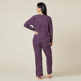 Fig Solid Marshmallow V-Neck Lounge Set