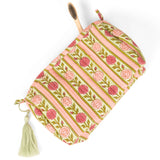 Vintage Floral Stripes Makeup Bag - Pink