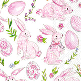 Pink Bunny Floral Rosanne Beck Paper Guest Towels 16 Ct