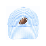 Blue Seersucker Football Baseball Hat