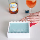 White Scalloped Beverage Napkin Box