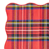 Red Plaid Scalloped Dinner Napkin