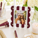 Maroon and White Striped Gameday Scalloped Acrylic Frame