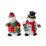 Spode Christmas Tree Black & White Snowman Salt/Pepper