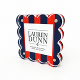 Red and Navy Striped Gameday Scalloped Acrylic Frame