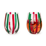 Holiday Cheer Striped Stemless Wine Glass