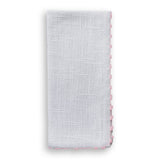 Knotted Edge White Cotton Napkin Soft Pink Trim