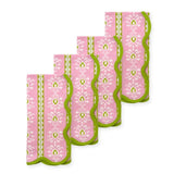 Rosemary Stripe Pink Scalloped Dinner Napkins