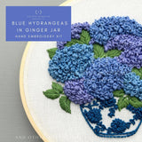 Blue Hydrangeas in Ginger Jar Hand Embroidery Kit -