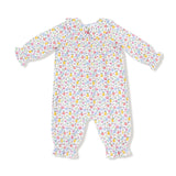 Fall Fruit Floral Smocked L/S Romper w/ Peter Pan Collar