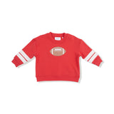French Terry Sport Varsity Red Cozy Drop Sleeve Sweatshirt W/ Varsity Stripes