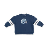 Football Helmets - Drop Sleeve Sweatshirt with Varsity Stripes Blue Helmet