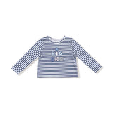 Stripes With Sibling Embroidery Organic Cotton Jersey Big Bro Uni L/S Shirt